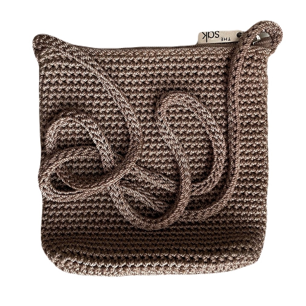 The Sak Taupe Crochet Crossbody Bag